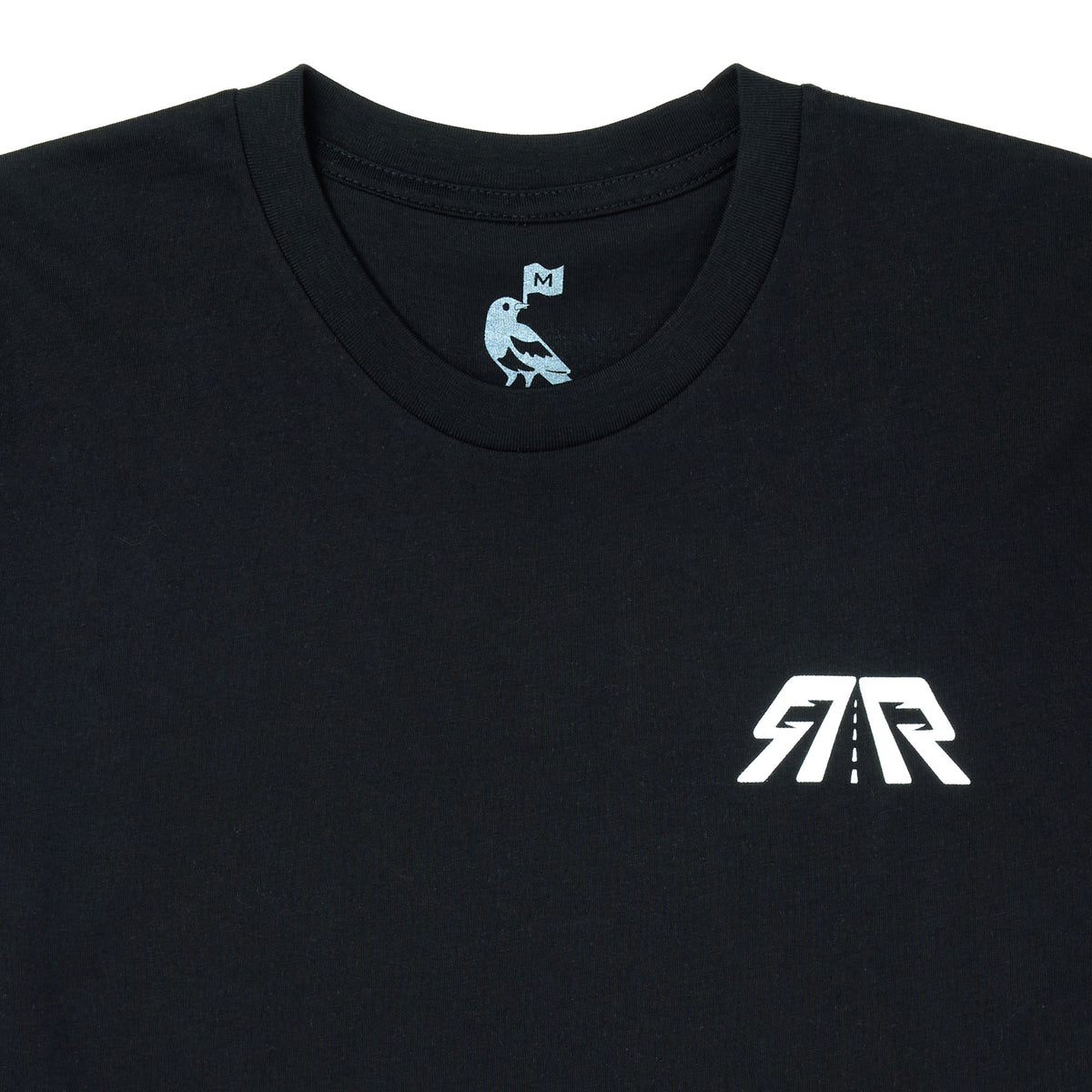 Black — KEMRR logo tee front detail